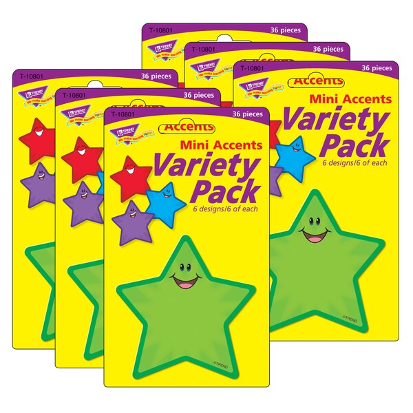 Trend Enterprises Stars Mini Accents Variety Pack, 36 Pieces, PK6 T10801 - main